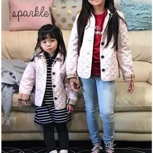 Burberry Girls Soft Elegant Pink Quilted Iconic Plaid Interior Jacket 10 yrs NEW